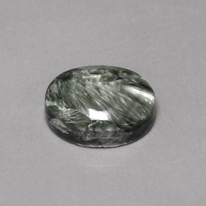 Serafinita Verde Natural 9.58ct, Corte Oval, Opaco