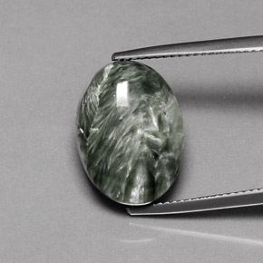 Serafinita Verde Natural 9.58ct, Corte Oval, Opaco