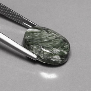Serafinita Verde Natural 9.58ct, Corte Oval, Opaco