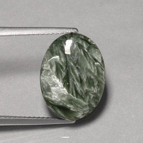 Serafinita Verde Natural 8.07ct, Corte Oval, Opaco