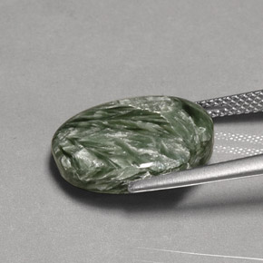 Serafinita Verde Natural 8.07ct, Corte Oval, Opaco