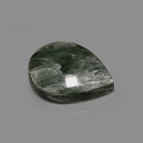 Serafinita verde natural 8,01ct, formato de pêra, opaco