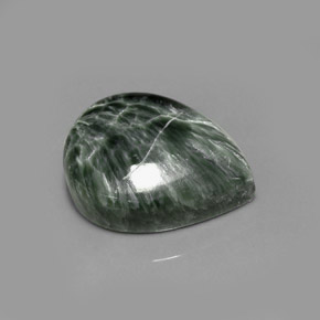 Serafinita verde natural 8,36ct, formato de pêra, opaco