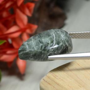 Serafinita verde natural 7,56ct, formato de pêra, opaco