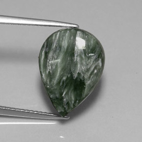Serafinita Verde Natural 8.73ct, Formato de pêra, Opaco