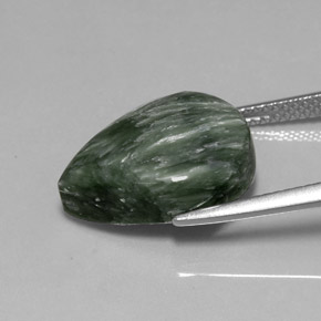 Serafinita Verde Natural 8.73ct, Formato de pêra, Opaco