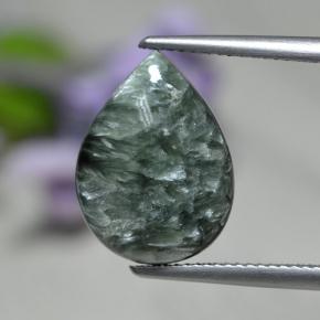 Serafinita verde natural 8,19ct, formato de pêra, opaco