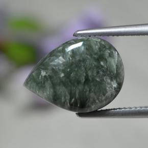 Serafinita verde natural 8,19ct, formato de pêra, opaco