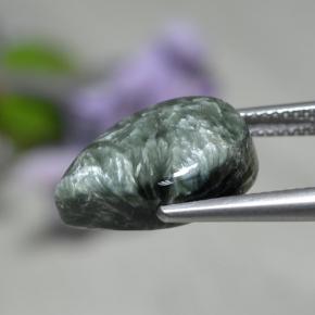 Serafinita verde natural 8,19ct, formato de pêra, opaco