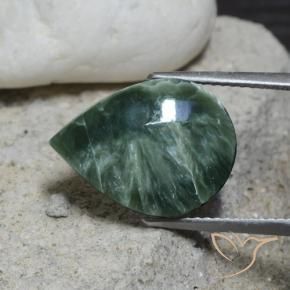 Serafinita Medium Green    Natural 8.23ct, Formato de pêra, Opaco