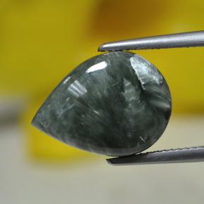 Serafinita verde natural 8,13ct, formato de pêra, opaco