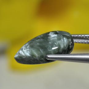 Serafinita verde natural 8,13ct, formato de pêra, opaco