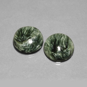 Pedras preciosas de serafinita verde natural de  ct, corte redondo, opaco