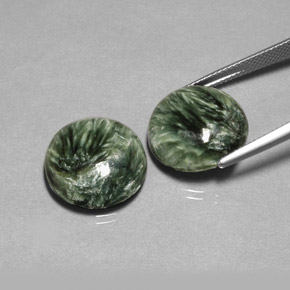 Pedras preciosas de serafinita verde natural de  ct, corte redondo, opaco