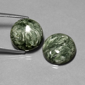 Pedras preciosas de serafinita verde natural de  ct, corte redondo, opaco