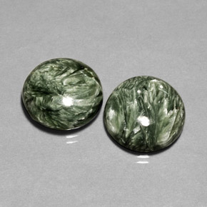 Pedras preciosas de serafinita verde natural de  ct, corte redondo, opaco