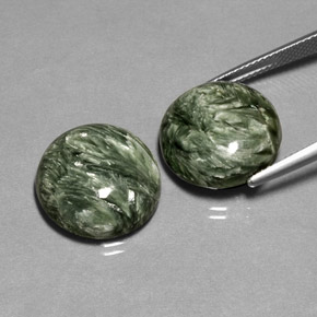 Pedras preciosas de serafinita verde natural de  ct, corte redondo, opaco