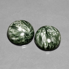 Pedras preciosas de serafinita verde natural de  ct, corte redondo, opaco