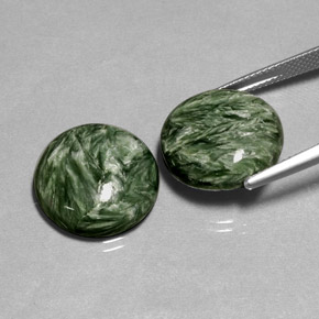 Pedras preciosas de serafinita verde natural de  ct, corte redondo, opaco