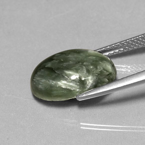 Serafinita Verde Natural 4.78ct, Corte Oval, Opaco