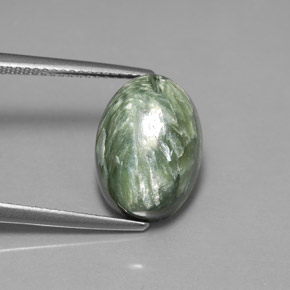 Serafinita Verde Natural 6.71ct, Corte Oval, Opaco