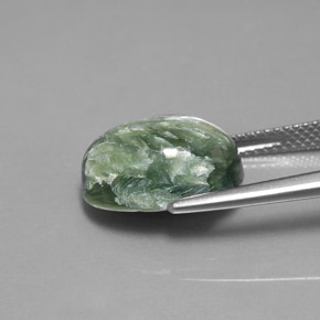 Serafinita Verde Natural 6.71ct, Corte Oval, Opaco