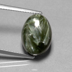 Serafinita Verde Natural 6.73ct, Corte Oval, Opaco