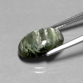 Serafinita verde natural 4,23ct, corte oval, opaco