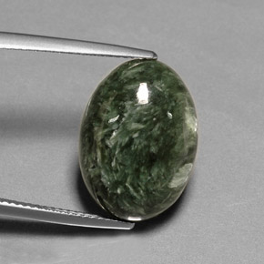 Serafinita Verde Natural 9.74ct, Corte Oval, Opaco