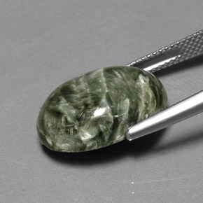Serafinita Verde Natural 10.40ct, Corte Oval, Opaco