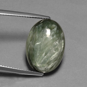 Serafinita Verde Natural 11.26ct, Corte Oval, Opaco