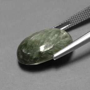 Serafinita Verde Natural 11.26ct, Corte Oval, Opaco
