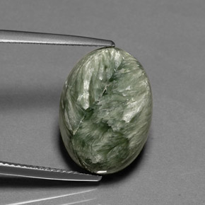 Serafinita Verde Natural 10.12ct, Corte Oval, Opaco