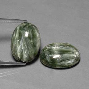 Pedras preciosas de serafinita verde natural de  ct, corte oval, opaco