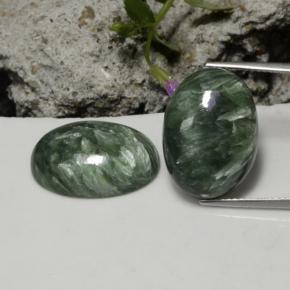 Pedras preciosas de serafinita verde natural de 21,06 ct, corte oval, opaco