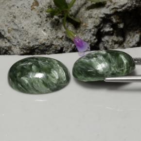 Pedras preciosas de serafinita verde natural de 21,06 ct, corte oval, opaco