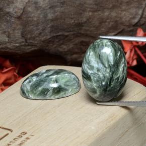 Pedras preciosas de serafinita verde natural de 20,56 ct, corte oval, opaco