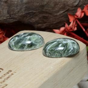 Pedras preciosas de serafinita verde natural de 20,56 ct, corte oval, opaco