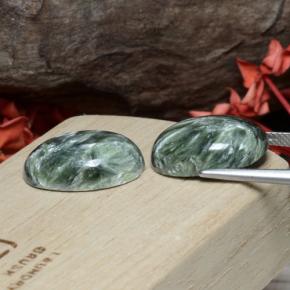 Pedras preciosas de serafinita verde natural de 20,56 ct, corte oval, opaco