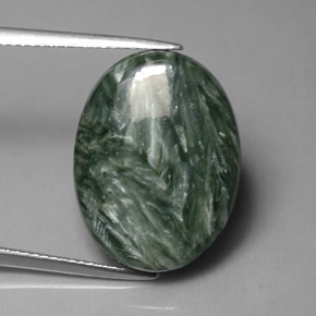 Serafinita Verde Natural 10.38ct, Corte Oval, Opaco