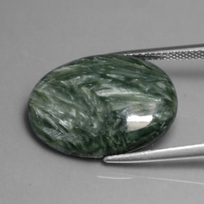 Serafinita Verde Natural 10.38ct, Corte Oval, Opaco