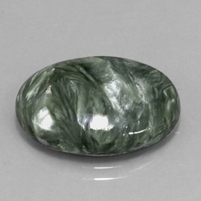 Serafinita verde natural 11,14ct, corte oval, opaco
