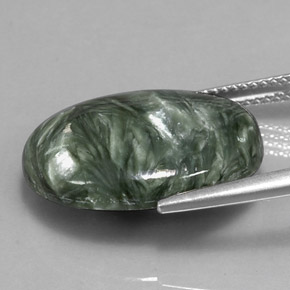 Serafinita verde natural 11,14ct, corte oval, opaco