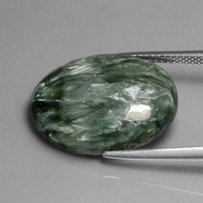 Serafinita Verde Natural 11.38ct, Corte Oval, Opaco