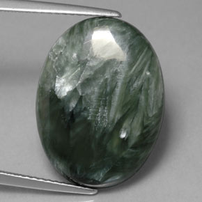 Serafinita Verde Natural 10.53ct, Corte Oval, Opaco