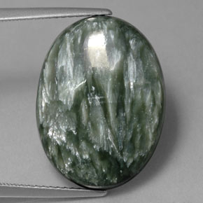 Serafinita Verde Natural 12.82ct, Corte Oval, Opaco