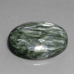 Serafinita Verde Natural 12.82ct, Corte Oval, Opaco