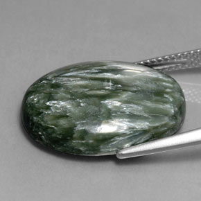 Serafinita Verde Natural 12.82ct, Corte Oval, Opaco