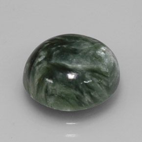 Serafinita verde natural 4,92ct, corte redondo, opaco