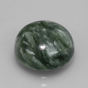 Serafinita verde natural 5,09ct, corte redondo, opaco